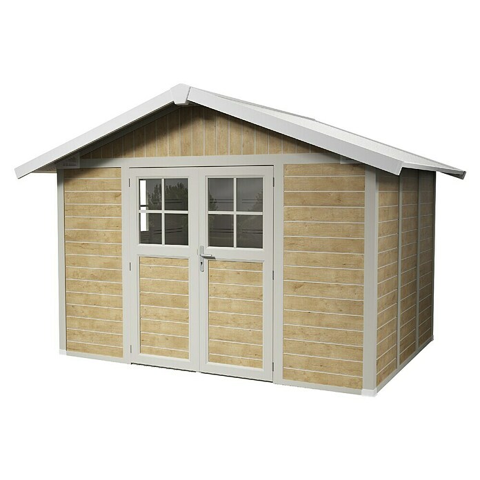Grosfillex Caseta para jardín Deco (Medidas ext. (An x Pr): 370 x 298 cm, Plástico, Beige/Blanco, 7,5 m²) | BAUHAUS