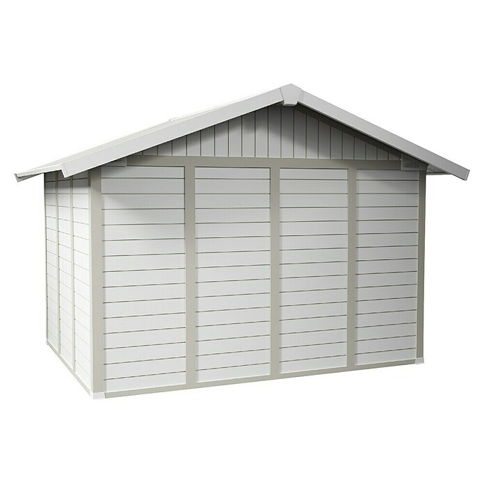 Grosfillex Caseta para jardín Deco (Medidas ext. (An x Pr): 370 x 298 cm, Plástico, Blanco/Gris verdoso, 7,5 m²) | BAUHAUS