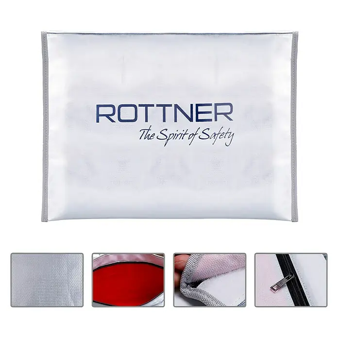 Rottner Aufbewahrungstasche - 34 x 47 cm, Kunststoff - Rottner Sicherheitsdokumententasche, feuerfest und wasserabweisend für wichtigen Schutz Ihrer Dokumente.