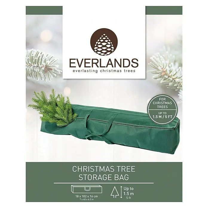 Funda protectora para Árbol de Navidad - L x An x Al: 102 x 18 x 16 cm, Específico para: Para árbol de navidad artificial - Imagen de una bolsa de almacenamiento para árboles de Navidad verde de Everlands. La bolsa es adecuada para árboles de hasta 1,5 m.