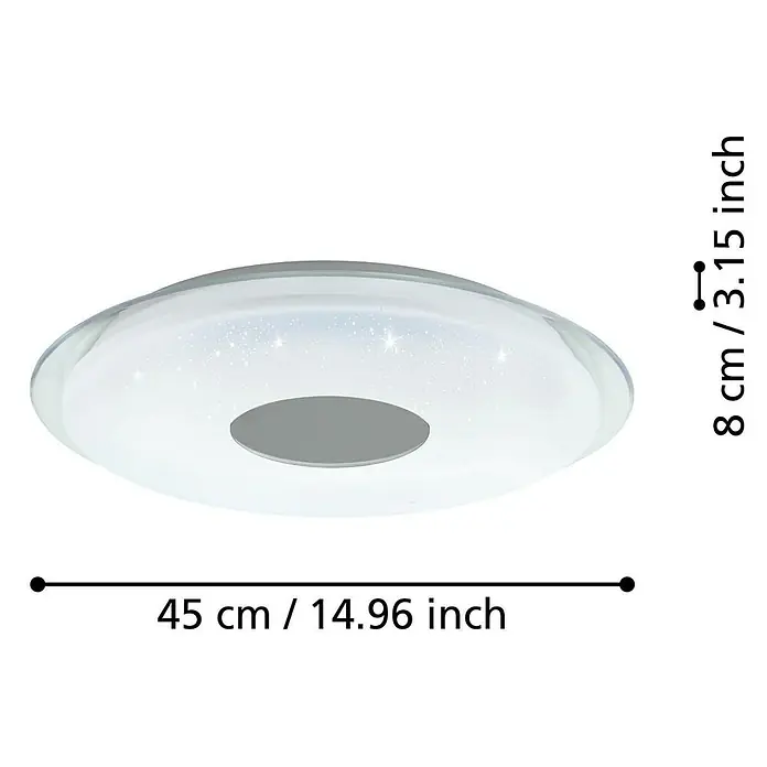 Eglo connect.z LED-Deckenleuchte LANCIANO-Z - Ø x H: 45 x 8 cm, Kunststoff, 19,2 W, Dimmbar - Produktansicht: Moderne Deckenleuchte mit Sternenhimmel-Effekt und den Maßen 45 cm x 8 cm.