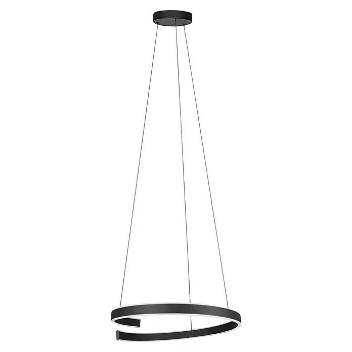 Eglo LED-Pendelleuchte rund Andabaia-Z - 42,5 W, Ø x H: 60 x 154 cm, Schwarz, Kaltweiß - Moderne LED-Hängeleuchte mit zwei Ringen in Schwarz und Weiß. Sie hängt an dünnen Seilen von einer runden Deckenhalterung.