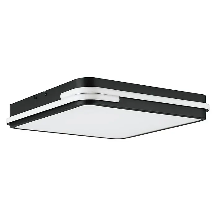 Eglo Connect LED-Deckenleuchte Genovese-Z - 22 W, L x B x H: 47 x 47 x 7 cm, Schwarz, RGBW - Die moderne LED-Deckenleuchte in Schwarz und Weiß sorgt für eine helle und stilvolle Beleuchtung in jedem Raum.