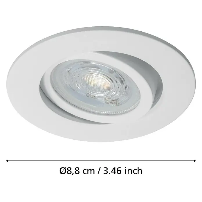 Eglo LED-Einbauleuchte rund Saliceto-Z - Ø x H: 88 x 46 mm, Weiß, 1 Stk. - Aufnahme einer runden, versenkten LED-Leuchte in Weiß, die eine moderne und effiziente Beleuchtungslösung darstellt.