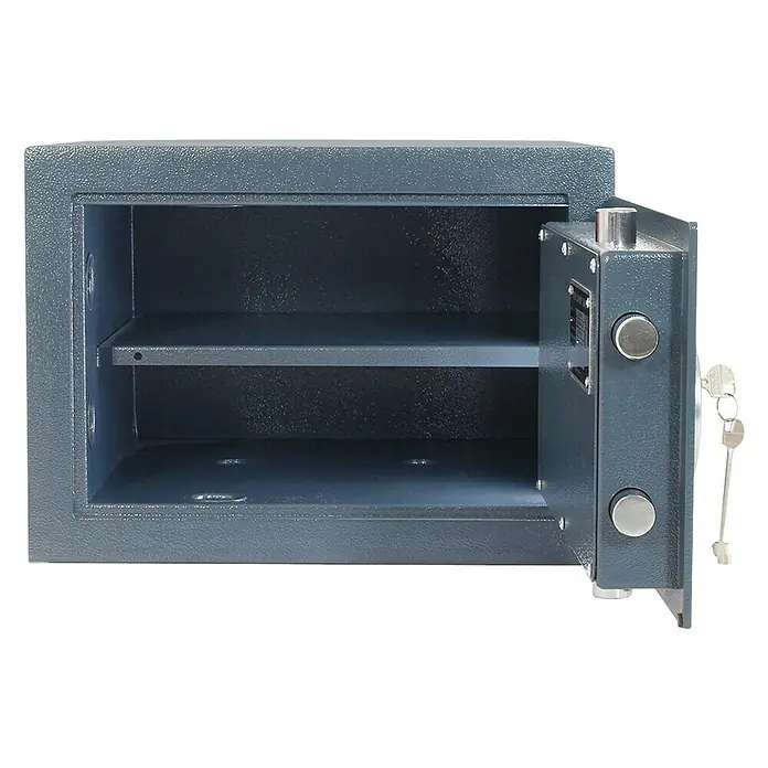 Rottner Möbeltresor Samoa - L x B x H: 39 x 42 x 30 cm, Doppelbart-Hochsicherheitsschloss, Anthrazit - Offener Tresor mit zwei Regalen, Tür mit Schlüsseln. Ideal zum Schutz wichtiger Dokumente und Wertsachen vor Diebstahl.