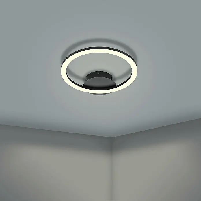 Eglo connect.z LED-Deckenleuchte PARRAPOS-Z - L x B x H: 340 x 300 x 45 mm, Schwarz, 12 W, Dimmbar - Moderne Deckenleuchte mit Ringdesign.