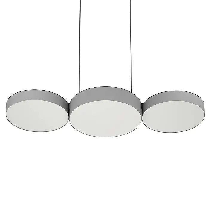 Eglo Connect LED-Pendelleuchte Barbano-Z - L x B x H: 82 x 30 x 110 cm, Grau, RGBW - Hängelampe mit drei grauen, runden Lampenschirmen, die ein modernes und stilvolles Lichtdesign für jeden Raum bietet.