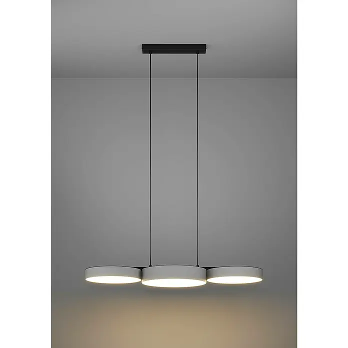 Eglo Connect LED-Pendelleuchte Barbano-Z - L x B x H: 82 x 30 x 110 cm, Grau, RGBW - Pendelleuchte mit drei runden Lampen.