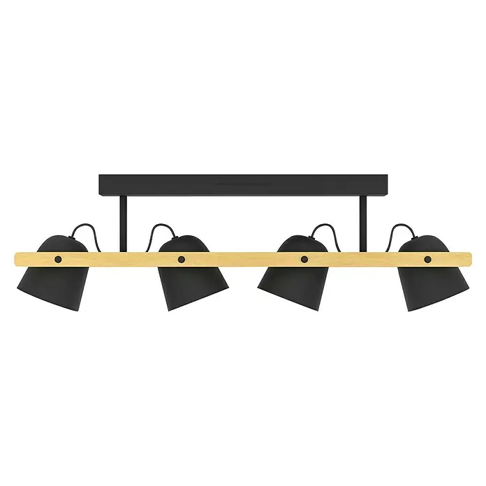 Eglo Connect LED-Deckenleuchte Hornwood-Z - L x B x H: 78 x 14 x 16 cm, Schwarz, Braun, RGBW - Nahaufnahme einer Pilates Reformer Maschine mit Holzrahmen und schwarzen Akzenten, ideal für Studio oder Zuhause.