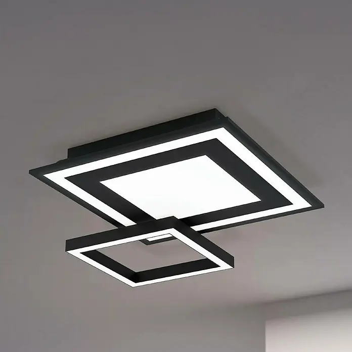 Eglo connect.z LED-Deckenleuchte SAVATARILA-Z - L x B x H: 45 x 45 x 7 cm, RGB, Dimmbar - Moderne LED-Deckenleuchte mit quadratischem Design in Schwarz und Weiß. Elegante Beleuchtung für Wohnräume.