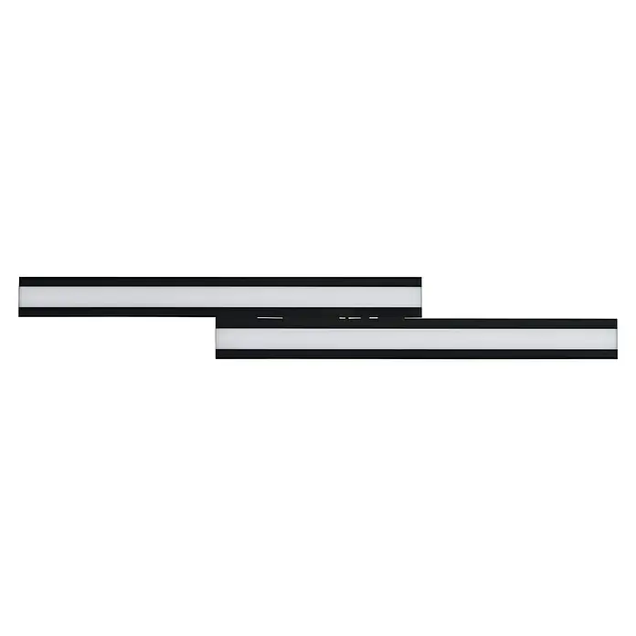 Eglo LED-Deckenleuchte Saliteras-Z - 10,2 W, L x B x H: 116 x 16 x 5 cm, Schwarz, Neutralweiß - Nahaufnahme von zwei LED-Leuchten mit schwarzem Gehäuse und hellem, gleichmäßigem Licht, ideal für moderne Innenräume und Akzentbeleuchtung.