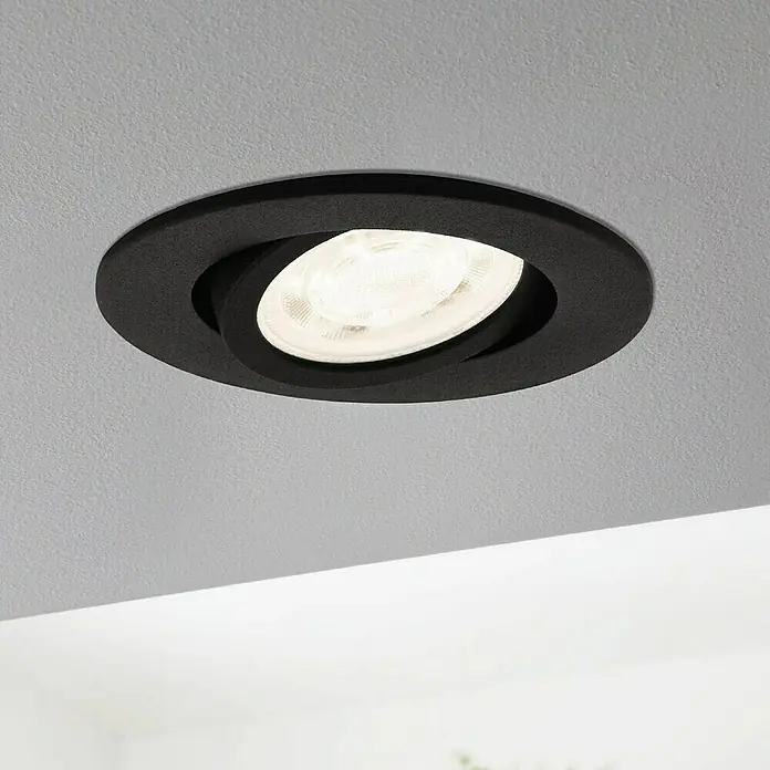 Eglo LED-Einbauleuchte rund Saliceto-Z - Ø x H: 88 x 46 mm, Schwarz, 1 Stk. - Deckeneinbaustrahler in Schwarz mit drehbarem Spot für flexible Beleuchtung. Ideal für Wohnräume und Büros.
