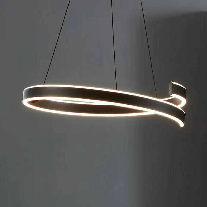 Eglo LED-Pendelleuchte rund Andabaia-Z - 42,5 W, Ø x H: 60 x 154 cm, Schwarz, Kaltweiß - Elegante LED-Hängeleuchte mit geschwungenem Design. Die Lampe sorgt für eine moderne Atmosphäre und ist ein echter Blickfang.
