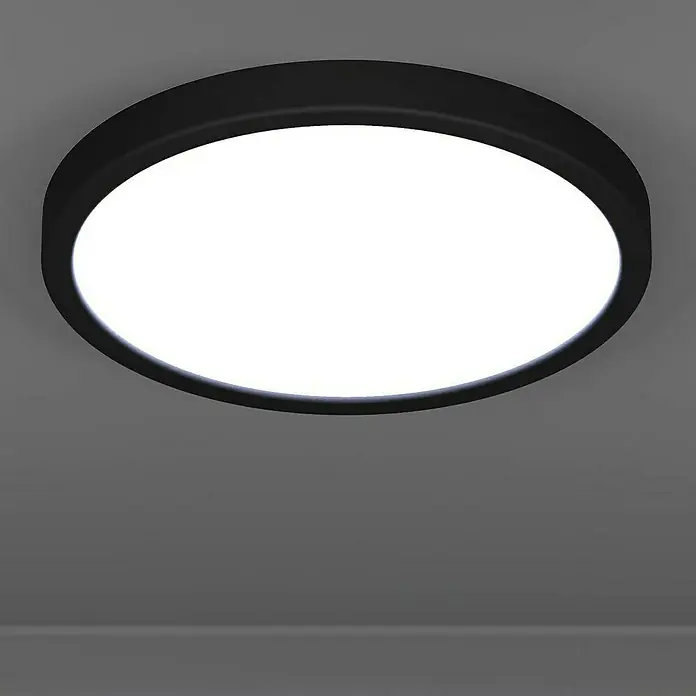 Eglo connect.z LED-Panel rund Fueva 6-Z - Ø x H: 28 x 2,5 cm, Farbe Gehäuse: Schwarz, Lichtfarbe: RGBW - Runde Deckenleuchte mit schwarzem Rand und hellem, diffusem Licht. Ideal für eine moderne und minimalistische Raumgestaltung.