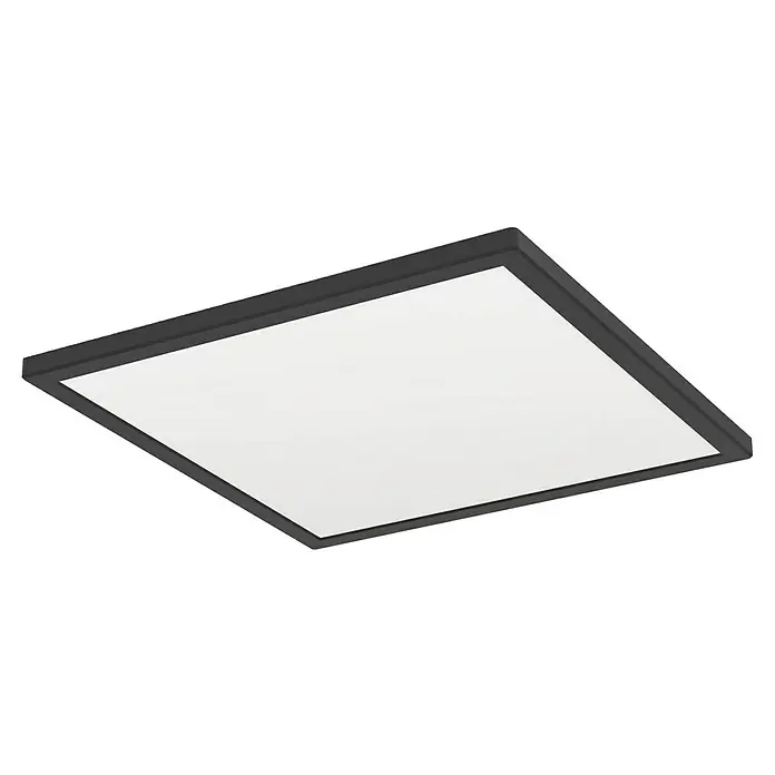 Eglo LED-Deckenleuchte Rovito - 17,6 W, L x B x H: 39 x 39 x 3 cm, Schwarz, Tageslichtweiß - Modernes quadratisches LED-Panel mit schwarzem Rahmen, ideal für Büros oder Wohnräume, sorgt für eine helle und gleichmäßige Ausleuchtung.