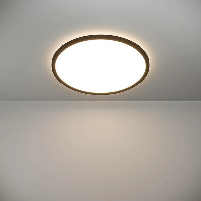 Eglo LED-Deckenleuchte Rovito - 18,5 W, Ø x H: 50 x 3 cm, Schwarz, Warmweiß - Deckenleuchte mit rundem Design. Das Licht ist hell und gleichmäßig verteilt und erhellt den Raum.