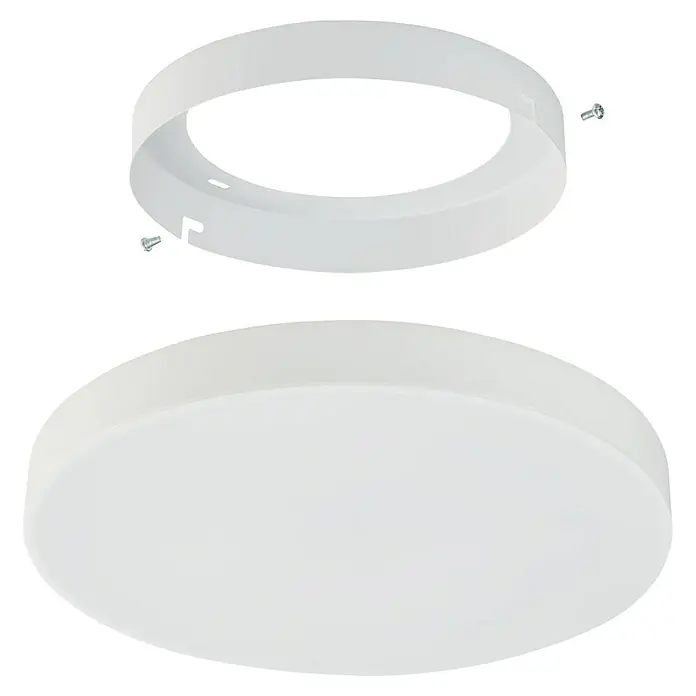 Eglo connect.z LED-Deckenleuchte TURCONA-Z - Ø x H: 30 x 6 cm, RGB, Dimmbar - Ein weißes Deckenlicht ist im Bild zu sehen. Das Licht besteht aus einer runden Abdeckung und einem Befestigungsring.