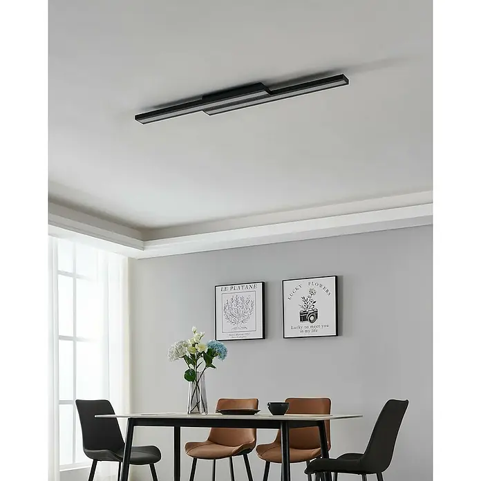 Eglo LED-Deckenleuchte Saliteras-Z - 10,2 W, L x B x H: 116 x 16 x 5 cm, Schwarz, Neutralweiß - Moderne LED-Deckenleuchte in Schwarz. Elegantes Design, ideal für Esszimmer. Sorgt für helles, effizientes Licht.