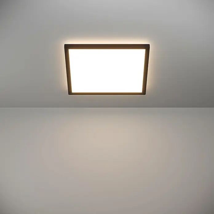 Eglo LED-Deckenleuchte Rovito - 17,6 W, L x B x H: 39 x 39 x 3 cm, Schwarz, Tageslichtweiß - Deckenleuchte mit quadratischem Design und sanftem Lichtschein für eine angenehme Atmosphäre im Raum.