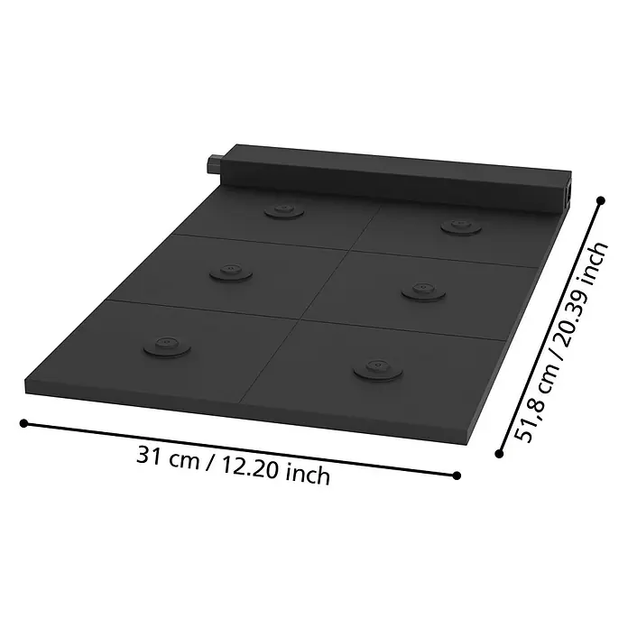 Eglo Ladegerät Multi Charging - Schwarz, Passend für bis zu sechs Akkutischleuchten - Schwarze Matte mit quadratischen Abschnitten und runden Erhöhungen, perfekt für Fitnessübungen und Yogaposen.
