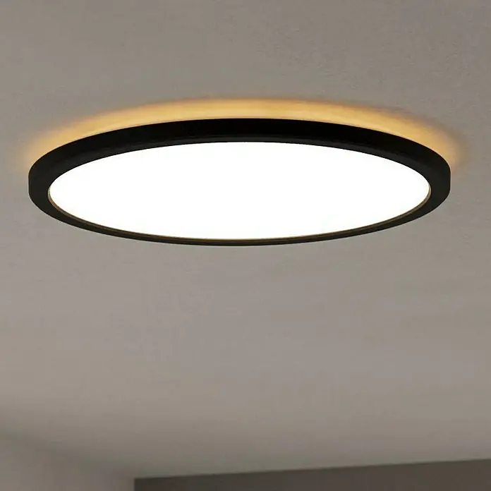 Eglo connect.z LED-Panel rund Rovito - 22 W, Ø x H: 39 x 3 cm, Schwarz, Neutralweiß - Moderne schwarze LED-Deckenleuchte mit warmweissem Licht, die eine stilvolle und effiziente Beleuchtungslösung bietet.