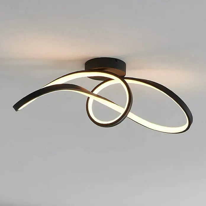 Eglo LED-Deckenleuchte Calarossa-Z - 22 W, L x B x H: 70 x 23 x 20,5 cm, Schwarz, RGBW - Moderne Deckenleuchte mit geschwungenen Formen und integrierten LEDs für eine stilvolle Beleuchtung.
