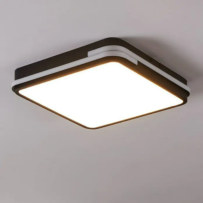 Eglo Connect LED-Deckenleuchte Genovese-Z - 22 W, L x B x H: 47 x 47 x 7 cm, Schwarz, RGBW - Quadratische Deckenleuchte in modernem Design, ideal für jeden Raum. Elegante Beleuchtung mit energieeffizienter LED-Technologie.