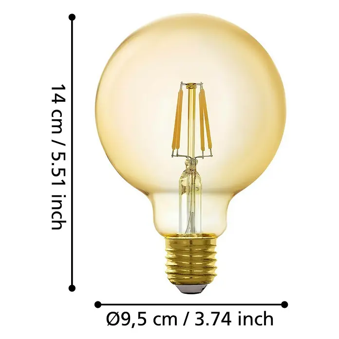 Eglo connect.z Smart-LED-Lampe - E27, Dimmbar, Warmweiß, 4,9 W, 500 lm, 1 Stk. - Produktbild einer dekorativen, bernsteinfarbenen Edison-Glühbirne mit Filament, die eine warme und einladende Atmosphäre schafft.