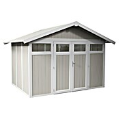 Grosfillex Gerätehaus Utility V7,5 (Außenmaß inkl. Dachüberstand (B x T): 370 x 298 cm, Kunststoff, Grau-grün) | BAUHAUS