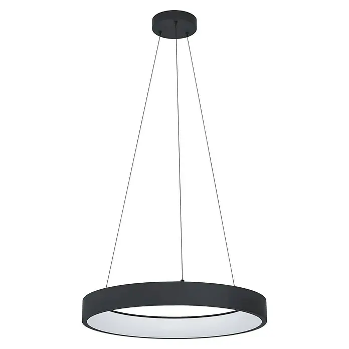 Eglo LED-Pendelleuchte rund Marghera-Z - Ø x H: 60 x 110 cm, Neutralweiß - Moderne LED-Hängeleuchte mit einem kreisförmigen Design und schwarzem Rahmen, die eine elegante und effiziente Beleuchtungslösung darstellt.