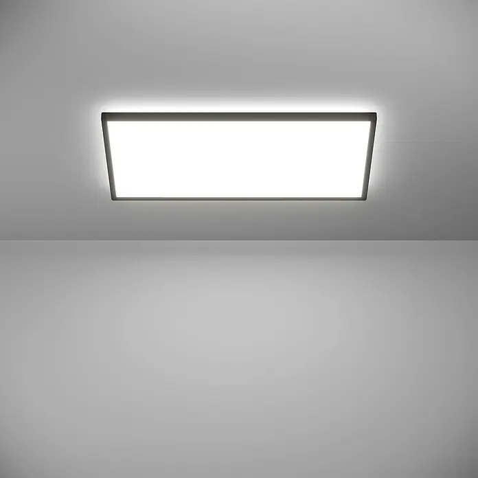 Eglo LED-Deckenleuchte Rovito - 17,2 W, L x B x H: 57 x 30 x 3 cm, Schwarz, Tageslichtweiß - Deckenleuchte mit rechteckigem, eingelassenem Design. Das Licht ist hell und gleichmäßig und sorgt für eine gute Ausleuchtung des Raumes.