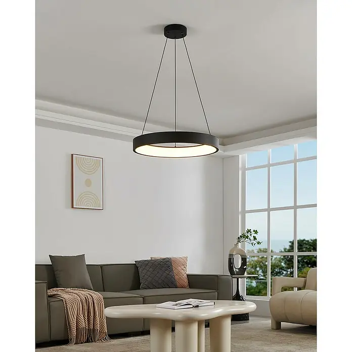 Eglo LED-Pendelleuchte rund Marghera-Z - Ø x H: 60 x 110 cm, Neutralweiß - Elegante Deckenleuchte in Ringform. Die moderne Lampe sorgt für helles Licht und setzt stilvolle Akzente im Raum. Perfekt für Wohn- und Essbereich.