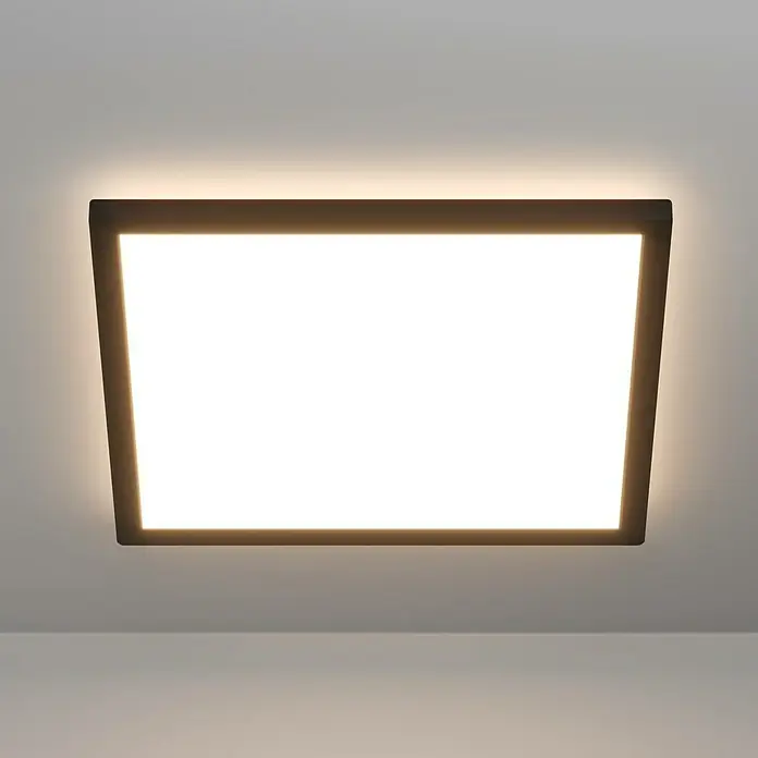 Eglo LED-Deckenleuchte Rovito - 17,6 W, L x B x H: 39 x 39 x 3 cm, Schwarz, Tageslichtweiß - Deckenleuchte mit rechteckigem Design und gleichmäßiger Ausleuchtung, ideal für moderne Innenräume.
