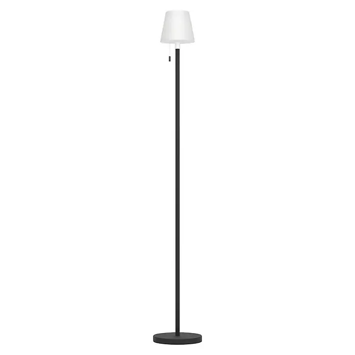 Eglo Solar-Stehleuchte Montapalma-L - Schwarz/ Weiß, IP44, Ø x H: 15 x 140 cm - Stehleuchte mit weißem Lampenschirm und schlankem, dunklem Ständer. Elegantes Design für moderne Innenräume.
