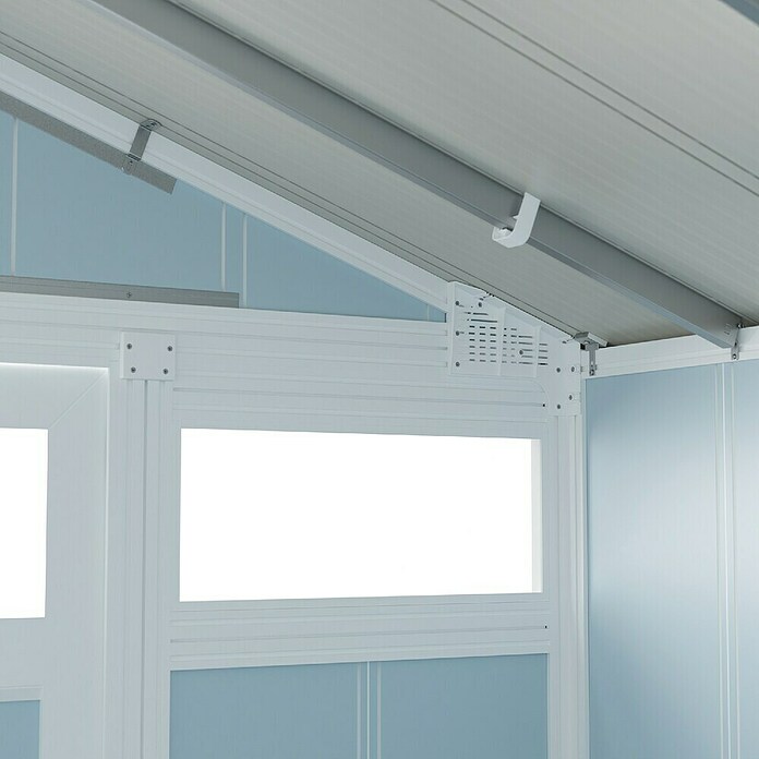 Grosfillex Caseta para jardín Utility (Medidas ext. (An x Pr): 370 x 298 cm, Plástico, Gris azulado) | BAUHAUS