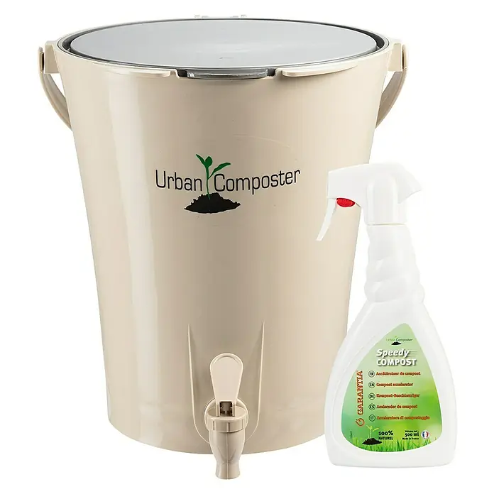 Garantia Komposter Kit Urban City - 8 l - Urban Composter Eimer mit Speedy Compost Spray zur Beschleunigung des Kompostierungsprozesses.