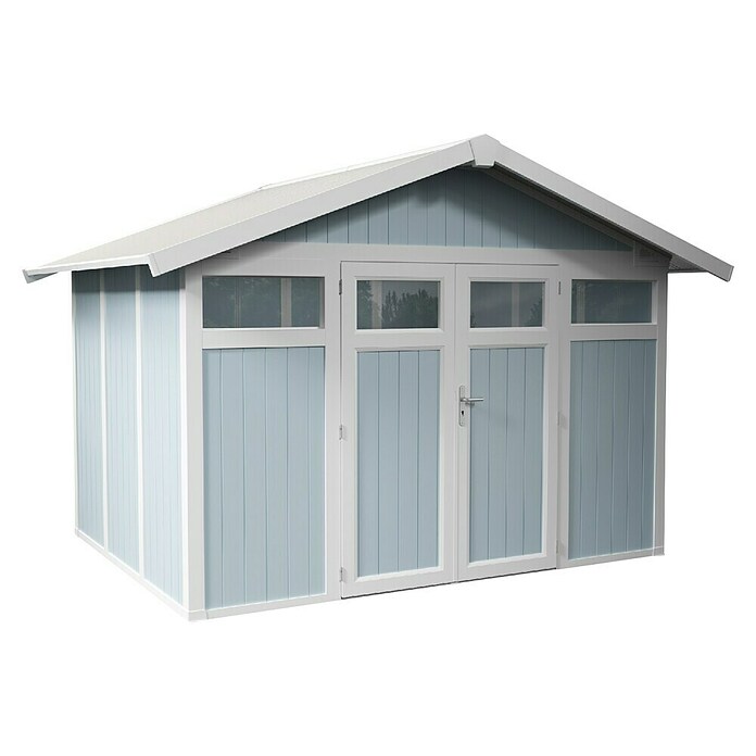 Grosfillex Caseta para jardín Utility (Medidas ext. (An x Pr): 370 x 298 cm, Plástico, Gris azulado) | BAUHAUS