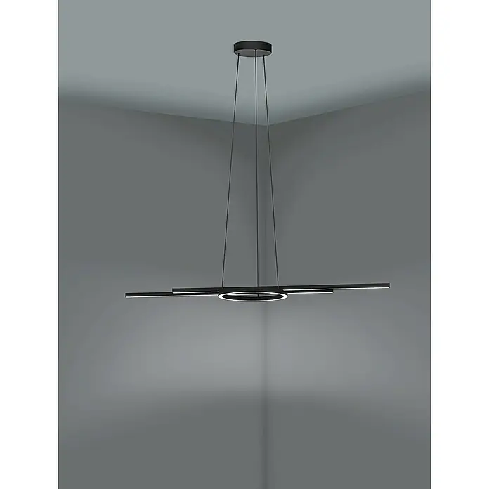 Eglo LED-Pendelleuchte Zillerio-Z - L x B x H: 1.160 x 300 x 1.100 mm, Dimmbar - Moderne LED-Hängeleuchte mit linearem und kreisförmigem Design, ideal für stilvolle Innenräume. Elegante Beleuchtungslösung.