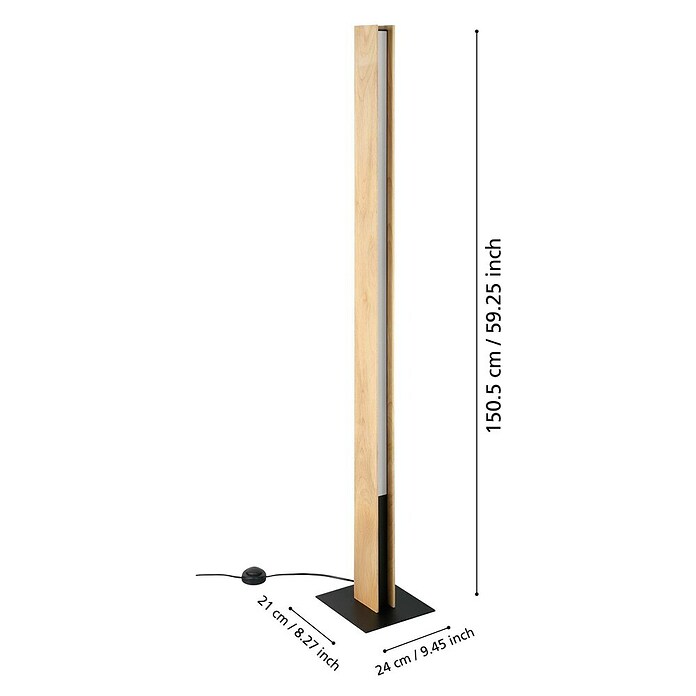 Eglo LED-Stehleuchte Anchorena-Z (L x B x H: 10,5 x 5,5 x 150 cm, 35 W, Holz / Schwarz, RGBW) | BAUHAUS