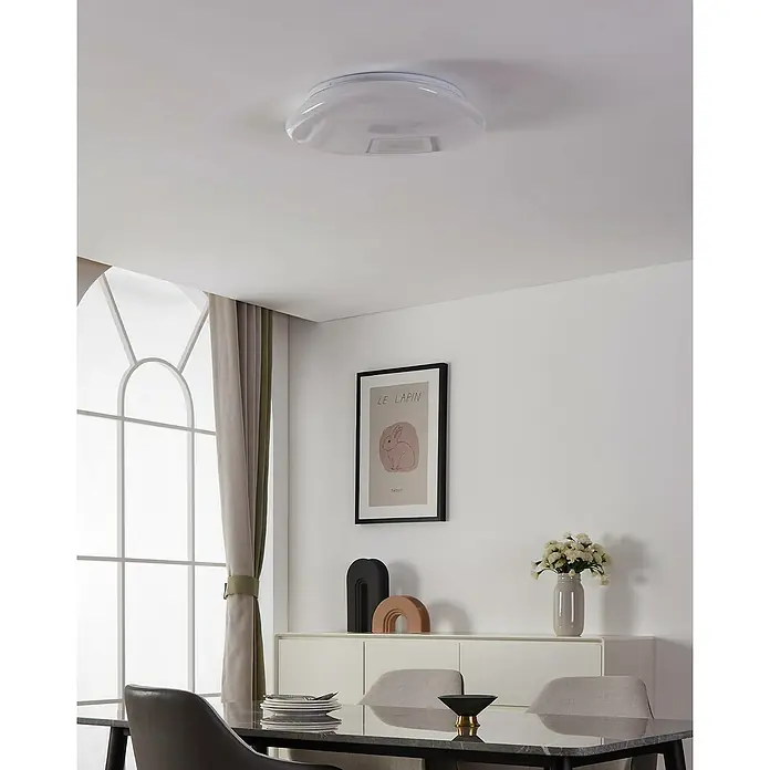 Eglo Connect LED-Deckenleuchte rund Sileras-Z - Ø x H: 43 x 6 cm, Weiß, RGBW - Moderne Deckenleuchte mit minimalistischem Design, ideal für stilvolle Innenräume. Die Leuchte sorgt für angenehmes Licht.