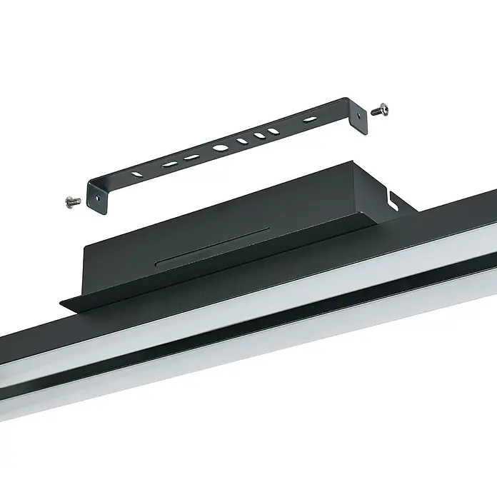 Eglo Connect LED-Deckenleuchte Fraioli-Z - L x B x H: 105 x 12 x 6,5 cm, Schwarz, RGBW - Befestigung einer schwarzen LED-Leuchte mit Montagehalterung und Schrauben für die Deckenmontage.
