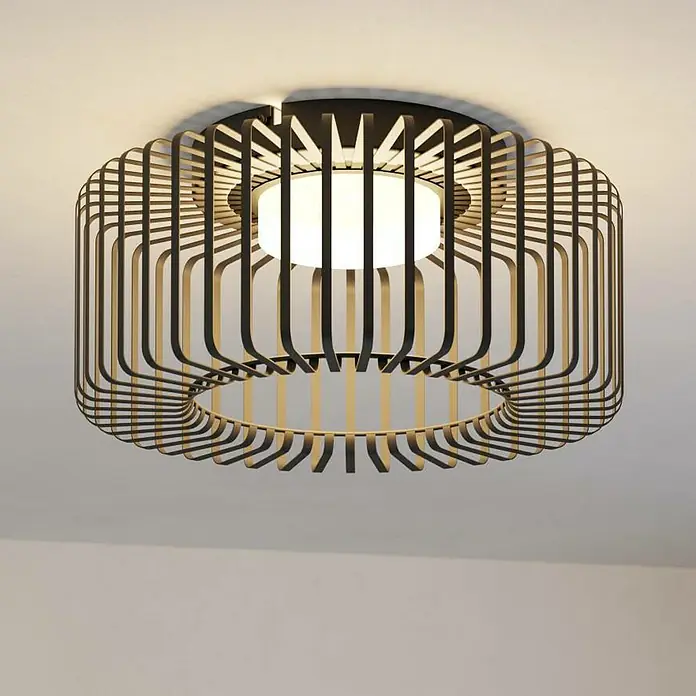 Eglo Connect LED-Deckenleuchte rund Ginestrone-Z - 22 W, Ø x H: 45 x 22 cm, Schwarz, RGBW - Moderne Deckenleuchte mit rundem, schwarzem Metallkäfig und einer zentralen, diffusen Lichtquelle. Stilvolle Beleuchtung für jeden Raum.