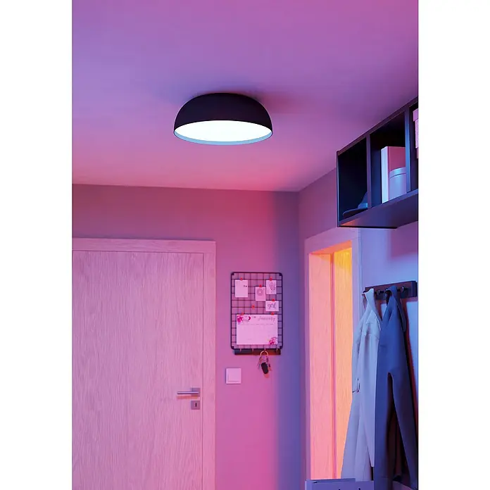 Eglo Connect LED-Deckenleuchte rund Tollos-Z - Ø x H: 40 x 13 cm, Schwarz, Weiß, RGBW - Elegante Deckenleuchte mit runder Form in Schwarz, die ein warmes, einladendes Licht spendet und den Raum stilvoll aufwertet.