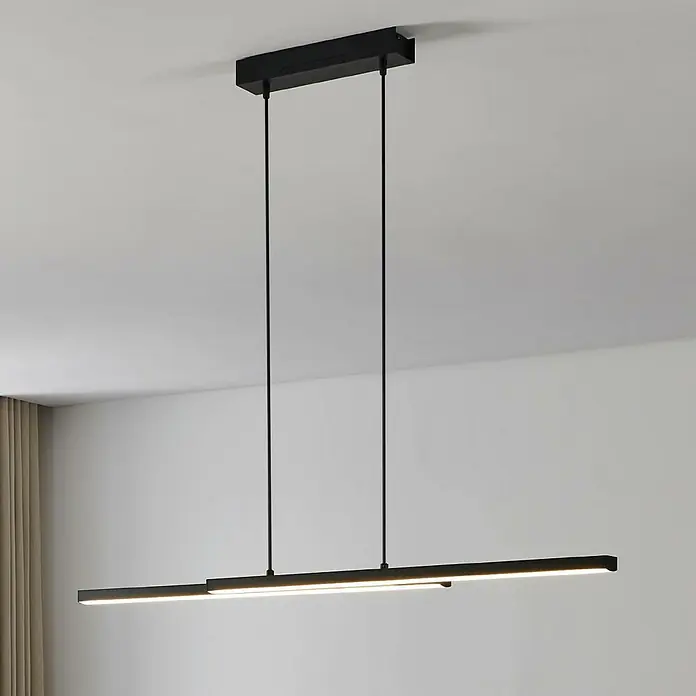 Eglo Connect LED-Pendelleuchte Fraioli-Z - L x B x H: 105,5 x 10 x 120 cm, Schwarz, RGBW - Moderne LED-Hängeleuchte mit schlankem, schwarzem Design. Ideal für Esszimmer oder Wohnbereich, spendet helles, effizientes Licht.