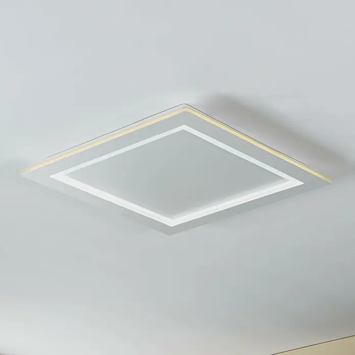 Eglo LED-Deckenleuchte Padrogiano - L x B x H: 59,5 x 59,5 x 0,5 cm, 35,5 W, Kaltweiß - Moderne quadratische LED-Deckenleuchte mit Rahmen und indirekter Beleuchtung für ein angenehmes Raumlicht.
