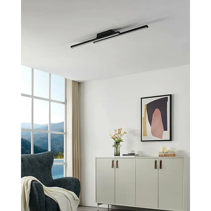 Eglo Connect LED-Deckenleuchte Fraioli-Z - L x B x H: 105 x 12 x 6,5 cm, Schwarz, RGBW - Moderne Deckenleuchte mit geradlinigem Design. Die Leuchte in Schwarz ist ein echter Hingucker und sorgt für angenehmes Licht.