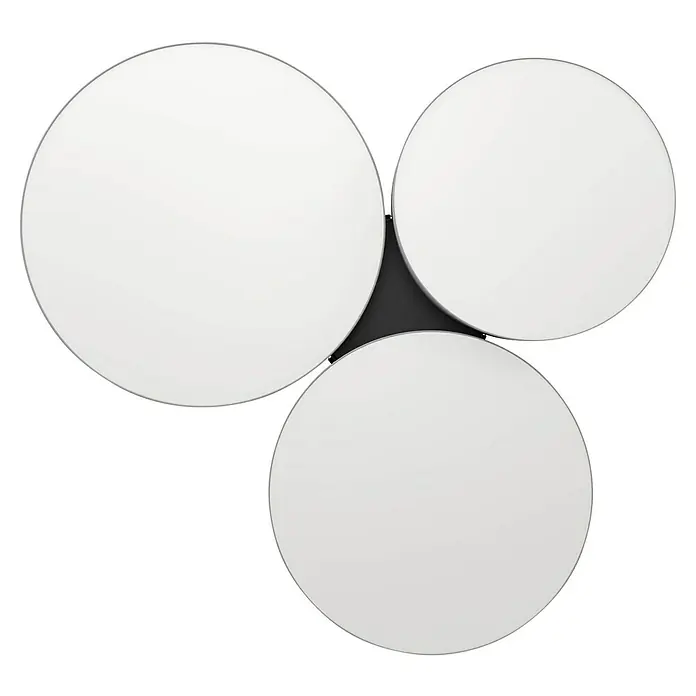 Eglo Connect LED-Deckenleuchte Barbano-Z - L x B x H: 56,5 x 60,5 x 9 cm, Schwarz, RGBW - Wanddekoration mit drei runden, weißen Spiegeln in einem stilvollen und modernen Design. Ein elegantes Wohnaccessoire.