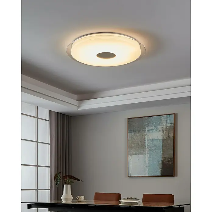 Eglo Connect LED-Deckenleuchte rund Lanciano-Z - 38,1 W, Ø x H: 77 x 9,5 cm, Weiß, Transparent, Tageslichtweiß - Deckenleuchte mit modernem Design. Die runde Leuchte spendet warmes Licht und ist ein Blickfang in jedem Raum.