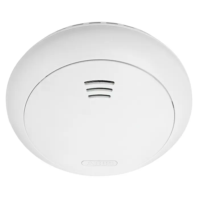 Abus Rauchwarnmelder Smartvest Pro FURM45000 - Batterielaufzeit: 2 Jahre, Alarmsignal: 85 dB, 1 Stk. - Ein runder, weißer ABUS Rauchmelder. Er bietet zuverlässigen Brandschutz und ist ein wichtiges Sicherheitsmerkmal für jedes Zuhause.