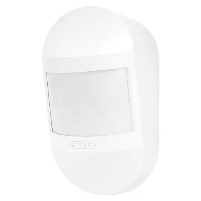 Abus Alarmanlagen-Bewegungsmelder Smartvest Pro FUBW45000 - Reichweite ca.: 100 m - Nahaufnahme eines weißen ABUS Bewegungsmelders. Das Gerät hat eine abgerundete Form und ein rechteckiges Sensorfenster.